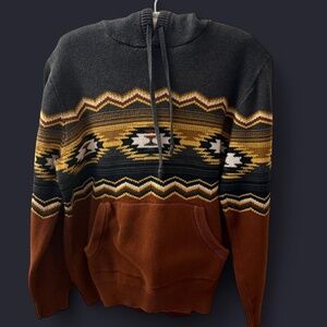 Brown and yellow Aztec print hoodie